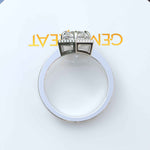 Load image into Gallery viewer, Elegant Round Colorless Moissanite Ring, Spotlighted by a Delicate Miligrain Halo
