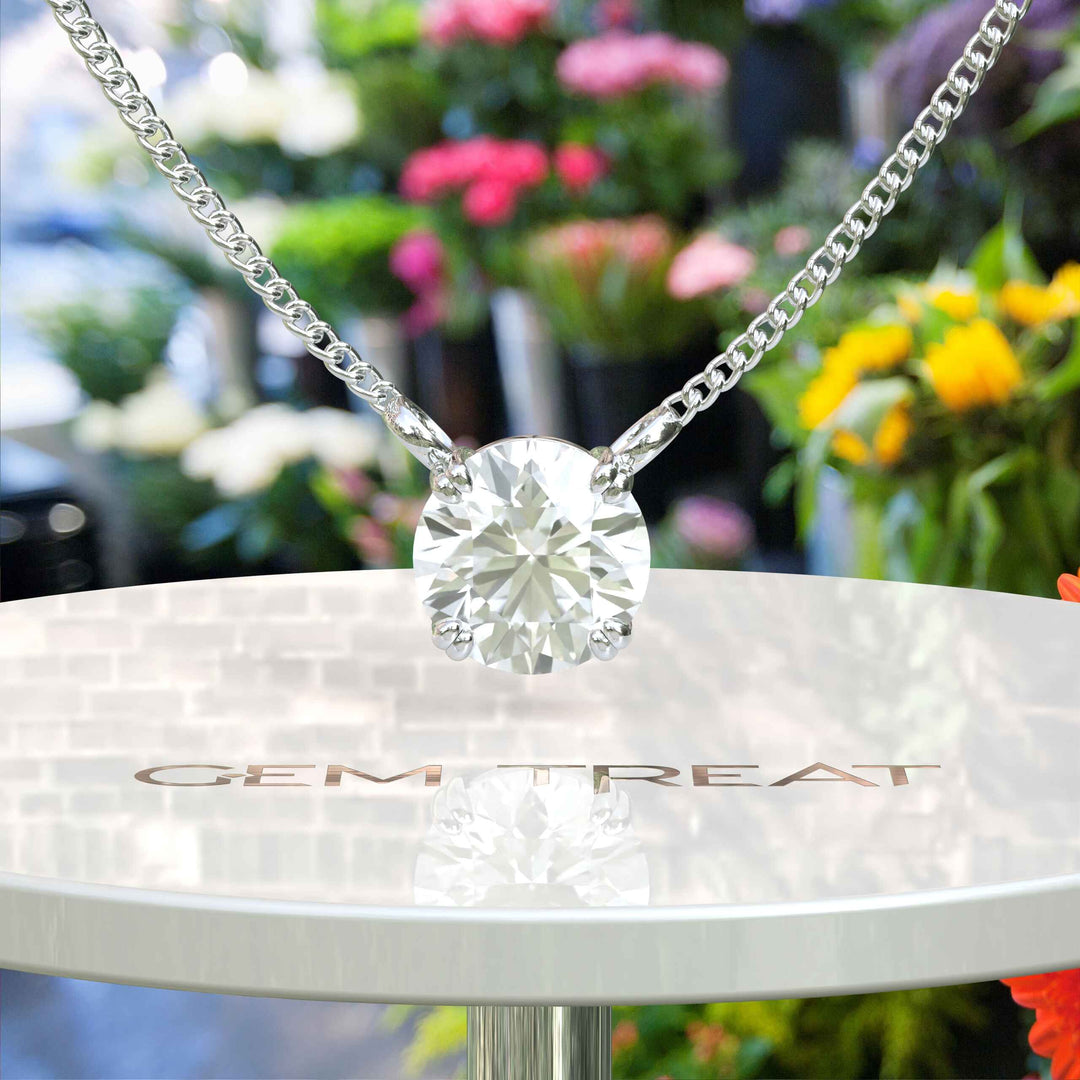 Luminous Harmony: Elegant 2.0ct Round Moissanite Solitaire Pendant Necklace, A Mark of Elegance