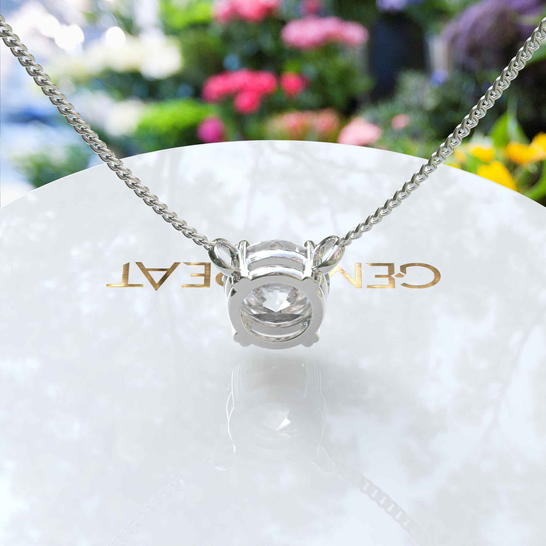 Luminous Harmony: Elegant 2.0ct Round Moissanite Solitaire Pendant Necklace, A Mark of Elegance