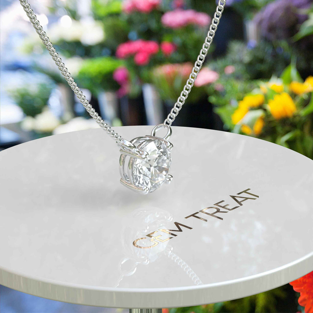 Luminous Harmony: Elegant 2.0ct Round Moissanite Solitaire Pendant Necklace, A Mark of Elegance