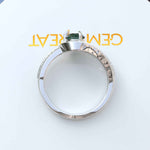 Load image into Gallery viewer, Verdant Elegance: Round Green Emerald Halo Ring
