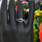 Load image into Gallery viewer, Verdant Elegance: Round Green Emerald Halo Ring
