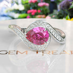 Load image into Gallery viewer, Elegance Redefined: Dive into the Halo Pear Cut Pink Sapphire Ring&#39;s Charm
