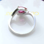 Load image into Gallery viewer, Elegance Redefined: Dive into the Halo Pear Cut Pink Sapphire Ring&#39;s Charm
