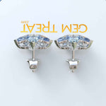 Load image into Gallery viewer, Floral Fantasy: Clustered Pear Cut Blue Moissanite Earrings.
