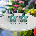 Load image into Gallery viewer, Garden Grace: Pear Cut Green Emerald Floral Style Earrings.
