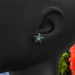 Load image into Gallery viewer, Garden Grace: Pear Cut Green Emerald Floral Style Earrings.
