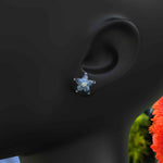 Load image into Gallery viewer, Floral Fantasy: Clustered Pear Cut Blue Moissanite Earrings.
