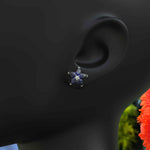 Load image into Gallery viewer, Starry Gaze: Blue Sapphire Pear Cut Cluster Earrings Brilliance
