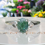 Load image into Gallery viewer, Nature&#39;s Healing: Silver Ring with Oval Cut Moss Agate for Harmony
