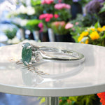 Load image into Gallery viewer, Nature&#39;s Healing: Silver Ring with Oval Cut Moss Agate for Harmony
