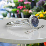 Load image into Gallery viewer, Nature&#39;s Palette Embodied: 2.0ct Round Alexandrite Halo Ring Radiates Color Shifts
