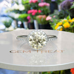 Load image into Gallery viewer, Celebrate Love with a Luminous 2ct Round Yellow Moissanite Halo Ring
