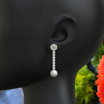 Load image into Gallery viewer, Mermaid&#39;s Marvel: Pearl Earrings with Morganite &amp; Moissanite Embellishments.
