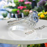 Load image into Gallery viewer, Elegance Redefined: Oval Blue Moissanite Ring Set &amp; Marquise Moissanite Highlights
