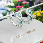 Load image into Gallery viewer, Enchanted Evening: Cyan Moissanite Hoop Earrings with Dazzling Halo
