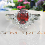 Load image into Gallery viewer, Oval Ruby Wedding Ring Set in Silver: Timeless Elegance for Your Special Day
