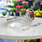 Load image into Gallery viewer, Oval Ruby Wedding Ring Set in Silver: Timeless Elegance for Your Special Day
