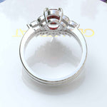 Load image into Gallery viewer, Oval Ruby Wedding Ring Set in Silver: Timeless Elegance for Your Special Day
