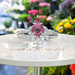 Load image into Gallery viewer, Whimsical Romance: Kite Cut Pink Sapphire Wedding Set with Marquise Moissanite Details
