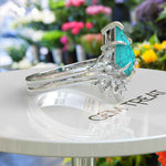 Load image into Gallery viewer, Kite Cut Turquoise Wedding Ring Set in Silver: A Sky-High Symbol of Unique Love and Unity
