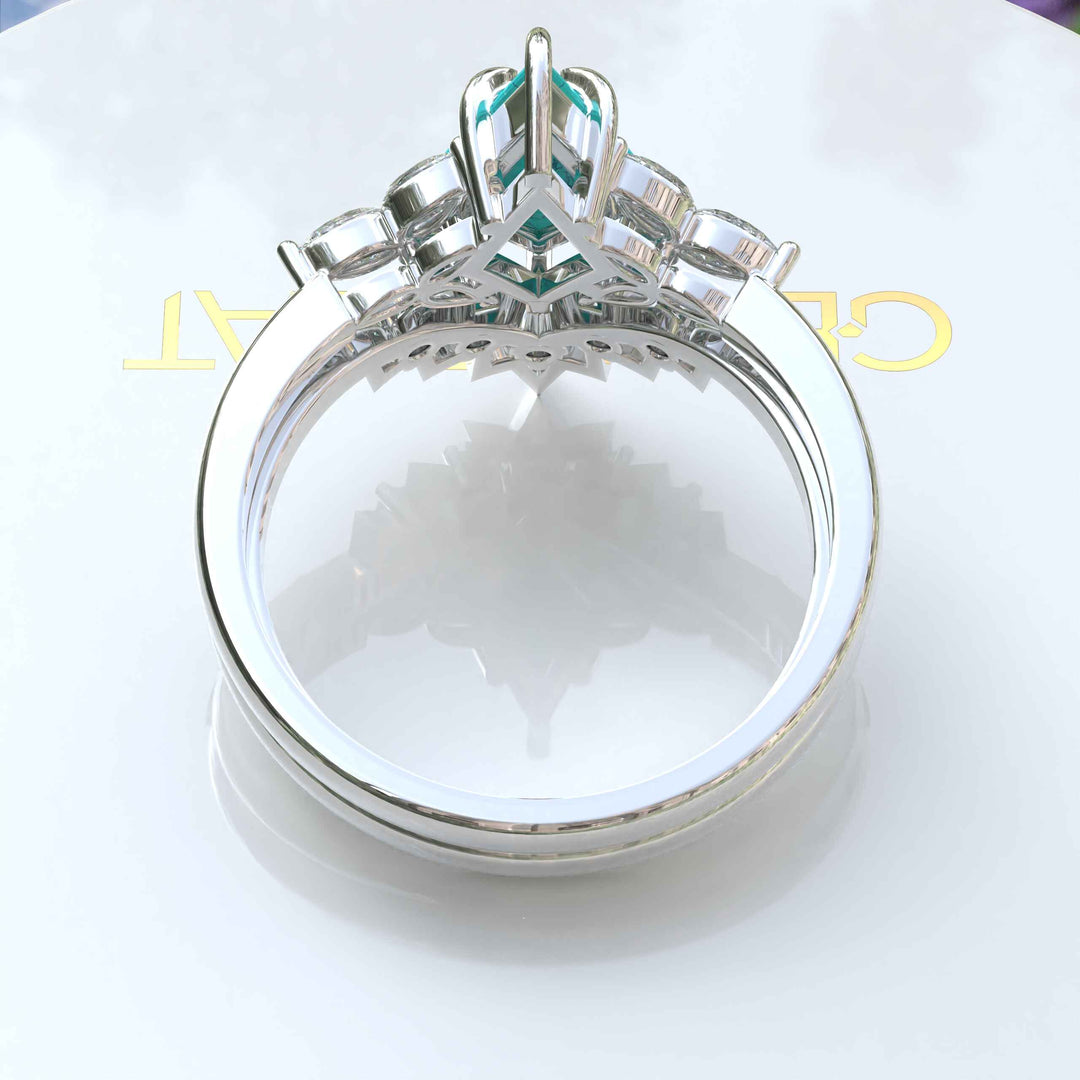 Kite Cut Turquoise Wedding Ring Set in Silver: A Sky-High Symbol of Unique Love and Unity