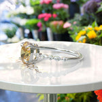 Load image into Gallery viewer, Sunny Elegance: Oval Yellow Sapphire Ring Adorned with Marquise Moissanite Accents
