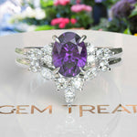 Load image into Gallery viewer, Purple Passion: Oval Amethyst Wedding Set with Delicate Marquise Accents
