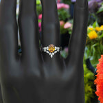 Load image into Gallery viewer, Golden Horizon: Oval Citrine Wedding Ring Set with Marquise Moissanite Accents in Silver
