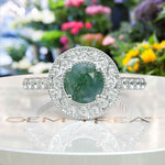 Load image into Gallery viewer, Majestic Moss Agate Centerpiece Ring with Radiant Moissanite Accents
