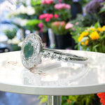 Load image into Gallery viewer, Majestic Moss Agate Centerpiece Ring with Radiant Moissanite Accents
