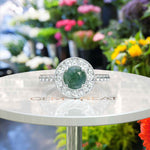 Load image into Gallery viewer, Majestic Moss Agate Centerpiece Ring with Radiant Moissanite Accents
