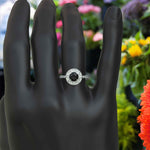 Load image into Gallery viewer, Elegant Radiance: Round Black Onyx Ring with Sparkling Halo Detail
