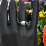 Load image into Gallery viewer, Pearlescent Majesty: Silver Ring Featuring Lustrous Pearl &amp; Sparkling Moissanite Accents
