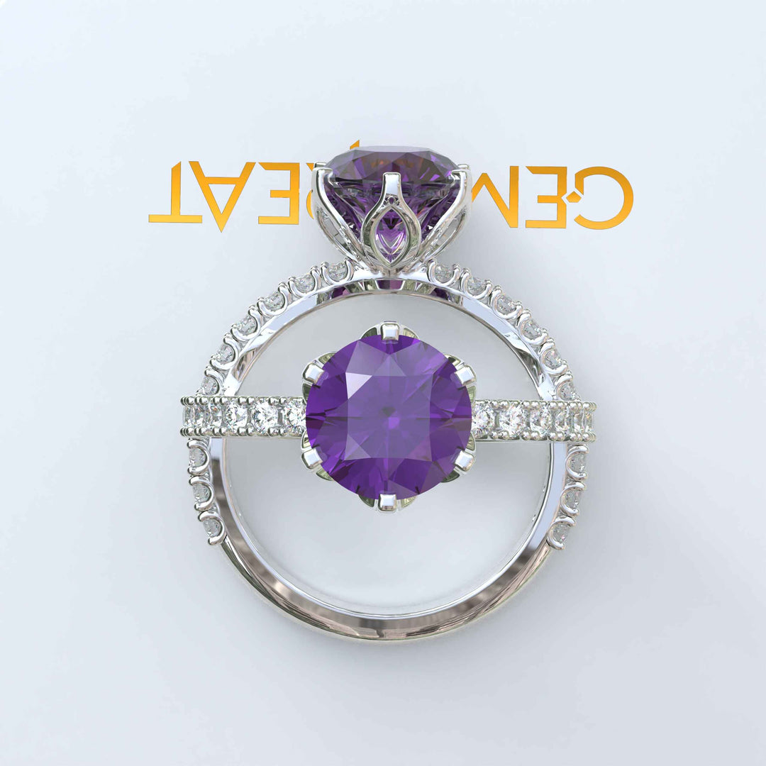 Timeless Classic Round Amethyst Ring in Elegant Setting