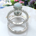 Load image into Gallery viewer, Classic Beauty: Opal Centerpiece Ring with Moissanite Accents Along the Shank
