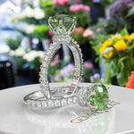 Load image into Gallery viewer, Classic Peridot Engagement Ring with Moissanite Under-Halo Sparkle
