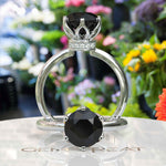 Load image into Gallery viewer, Striking Round Black Onyx Solitaire with Moissanite Under Halo Accents
