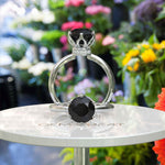 Load image into Gallery viewer, Striking Round Black Onyx Solitaire with Moissanite Under Halo Accents
