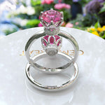 Load image into Gallery viewer, Moissanite Under Halo Kiss: Classic Pink Sapphire Ring Brilliance
