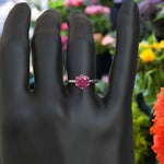 Load image into Gallery viewer, Moissanite Under Halo Kiss: Classic Pink Sapphire Ring Brilliance
