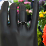 Load image into Gallery viewer, Striking Round Black Onyx Solitaire with Moissanite Under Halo Accents
