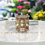 Load image into Gallery viewer, 4.0ct Champagne Moissanite: Emerald-Cut Engagement Ring Excellence
