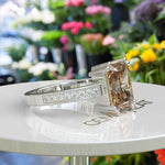 Load image into Gallery viewer, 4.0ct Champagne Moissanite: Emerald-Cut Engagement Ring Excellence
