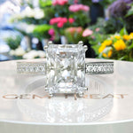 Load image into Gallery viewer, Statement of Love: 4.5ct White Emerald Cut Moissanite Ring for the Perfect Engagement
