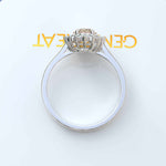 Load image into Gallery viewer, Blush Beauty: Oval Morganite Ring with Sparkling Moissanite Halo.
