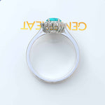 Load image into Gallery viewer, Natural Elegance: Luminous Oval Turquoise Ring Crowned with a Moissanite Halo
