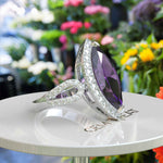 Load image into Gallery viewer, Large 8.0ct Marquise Amethyst Engagement Ring with Lustrous Moissanite Halo
