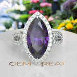 Load image into Gallery viewer, Large 8.0ct Marquise Amethyst Engagement Ring with Lustrous Moissanite Halo
