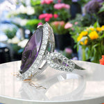 Load image into Gallery viewer, Large 8.0ct Marquise Amethyst Engagement Ring with Lustrous Moissanite Halo
